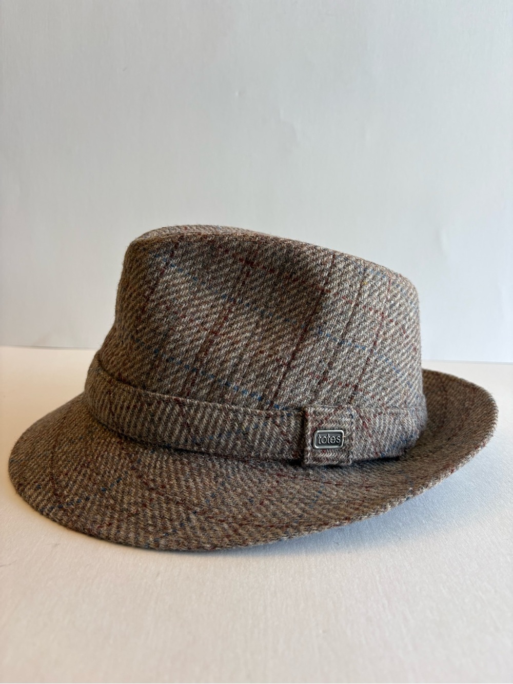 Totes Herringbone Tweed Fedora Hat Mens Medium Vintage Gentleman Grandpacore